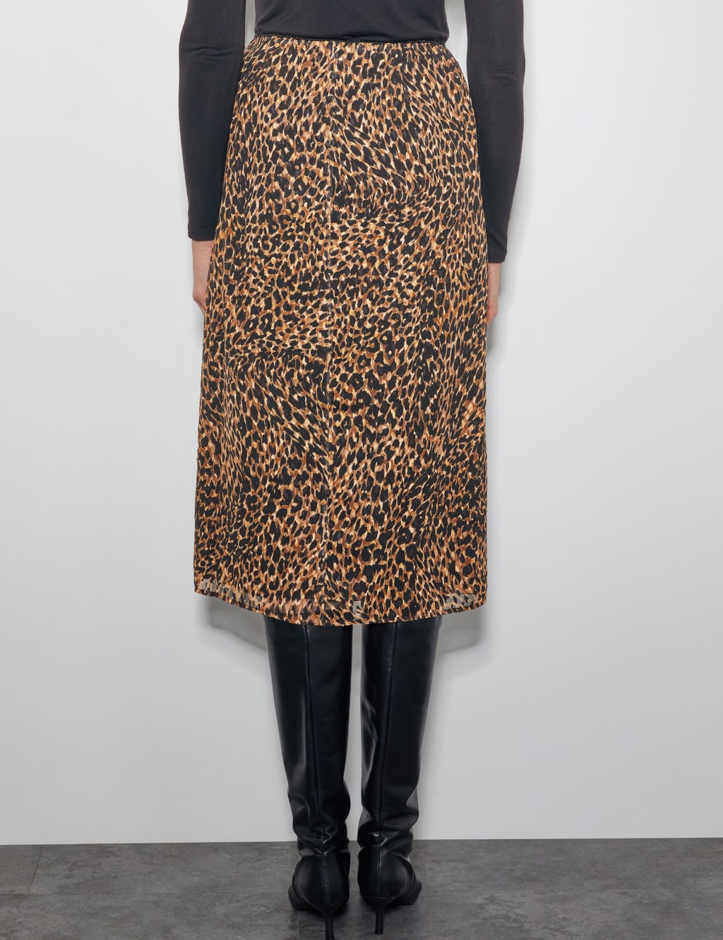 Animal Print Midi A Line Skirt