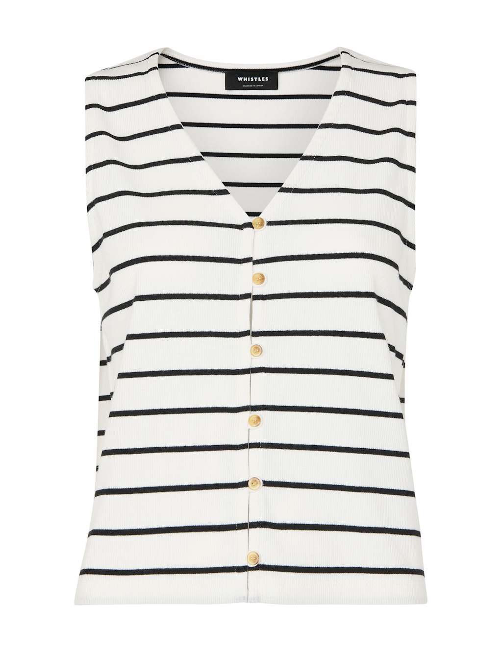 Cotton Rich Striped Button Through Tank Top 2 of 4