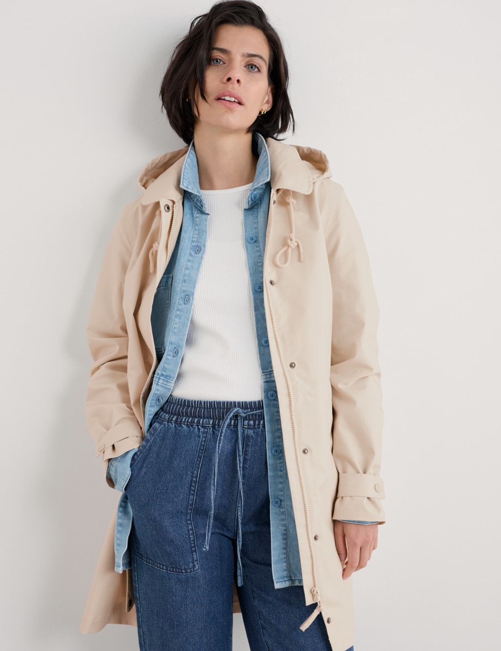 Waterproof Pure Cotton Hooded Longline Mac 3 of 4