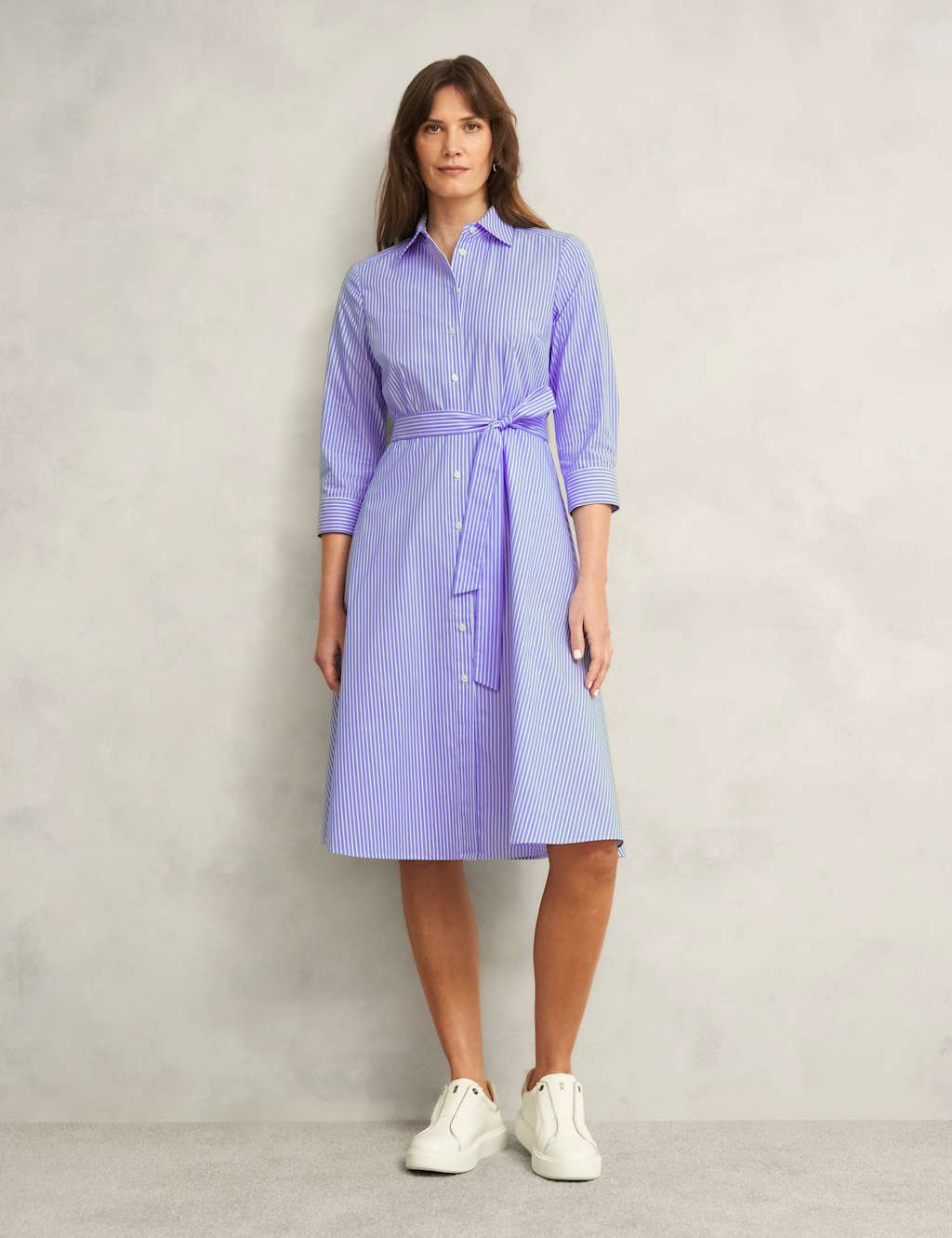 Cotton Rich Striped Tie Waist Shirt Dress 3 of 9