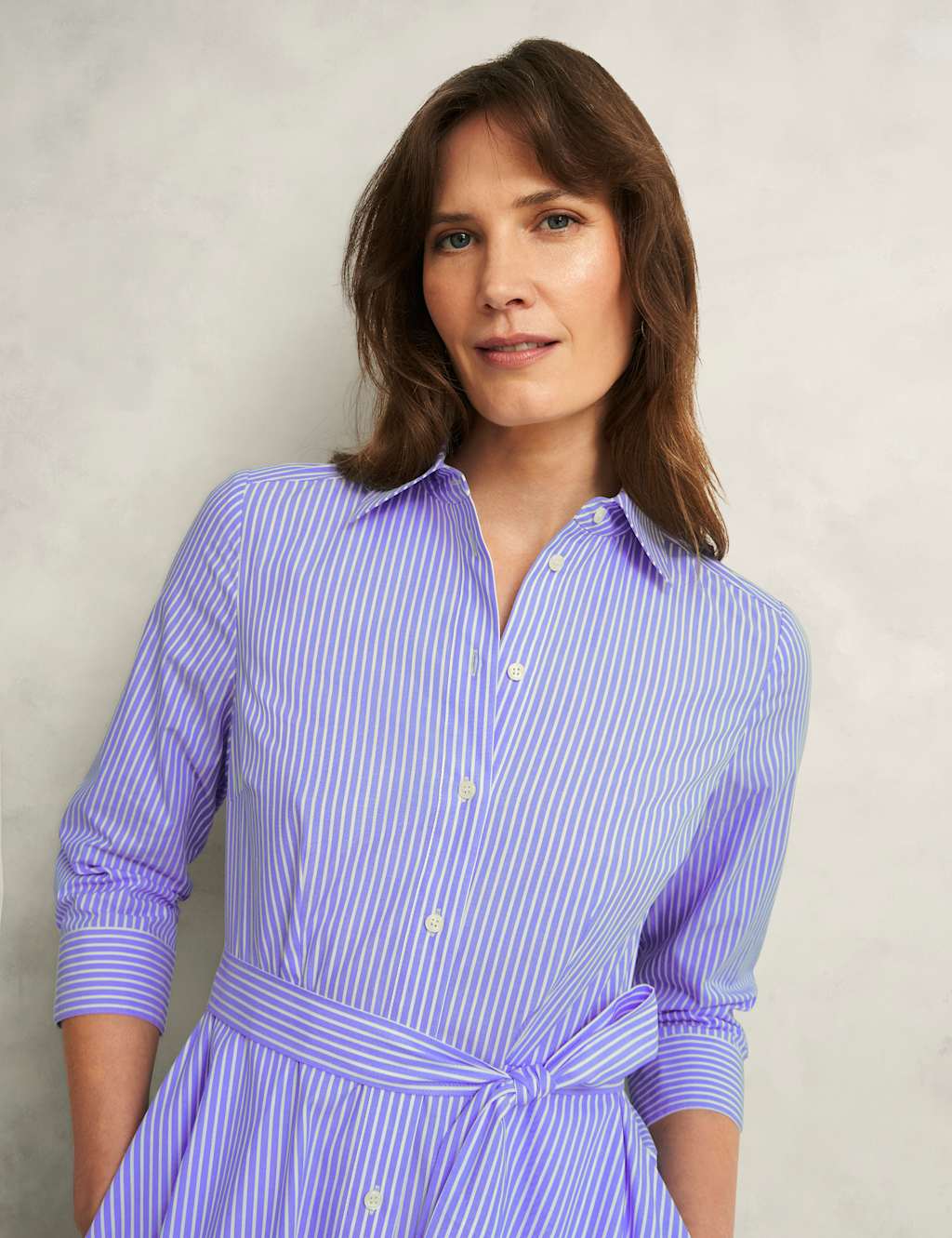 Cotton Rich Striped Tie Waist Shirt Dress 5 of 9
