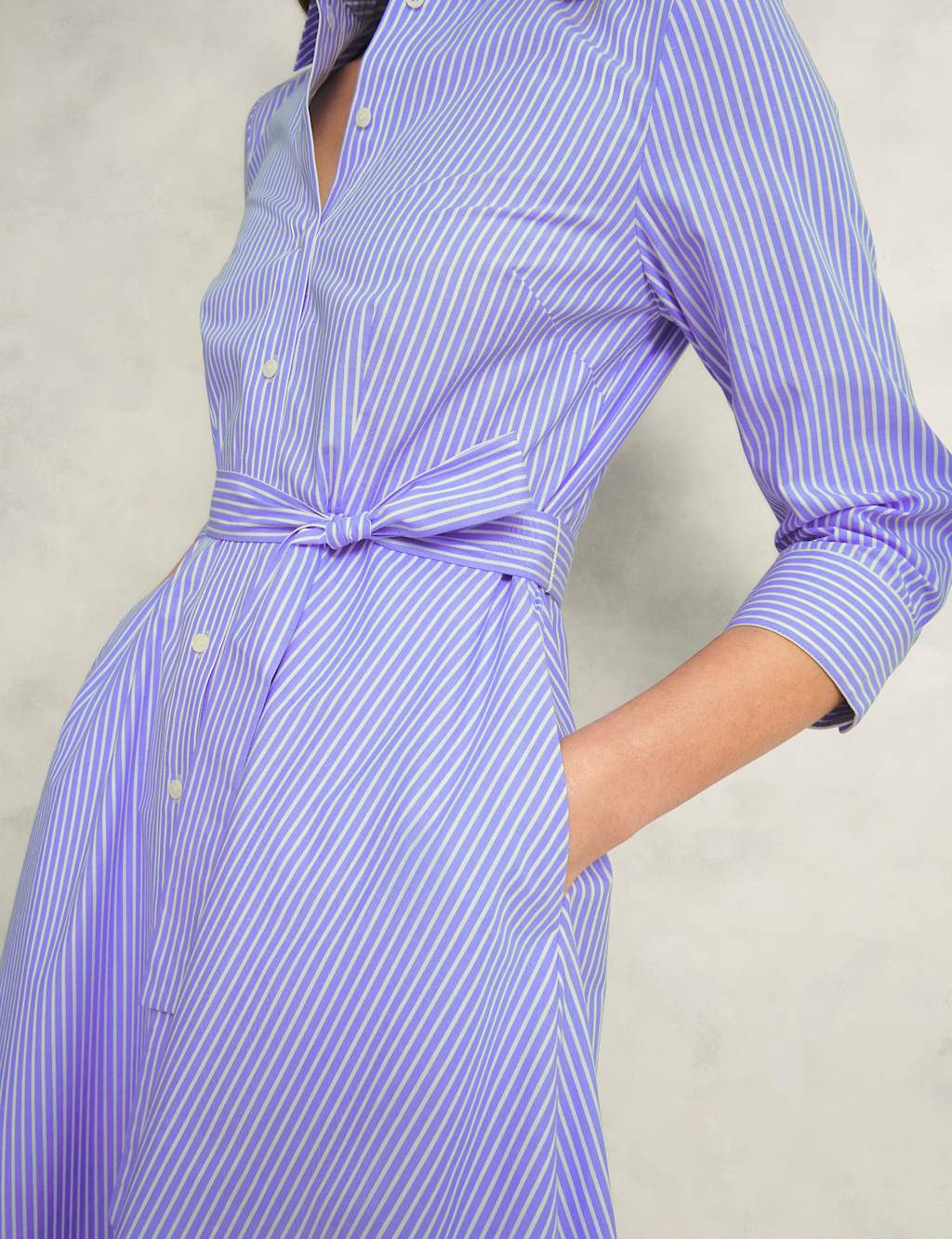 Cotton Rich Striped Tie Waist Shirt Dress 7 of 9