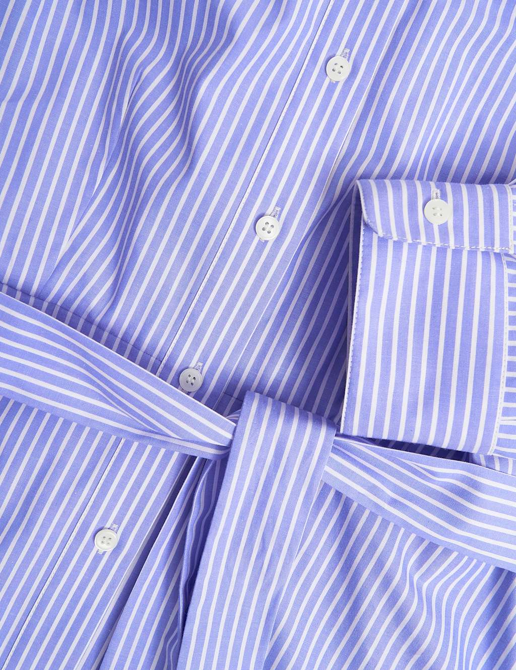 Cotton Rich Striped Tie Waist Shirt Dress 9 of 9