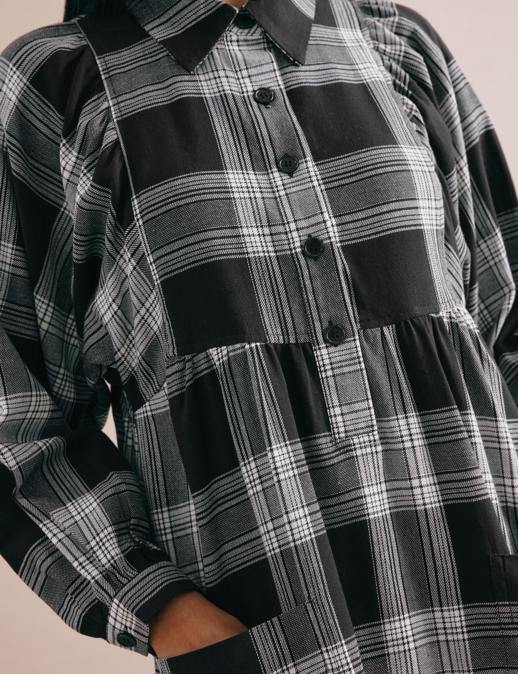 Pure Cotton Checked Midi Shirt Dress 5 of 5
