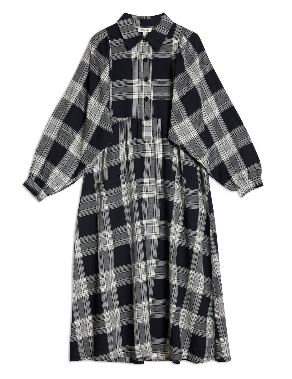 Pure Cotton Checked Midi Shirt Dress 2 of 5