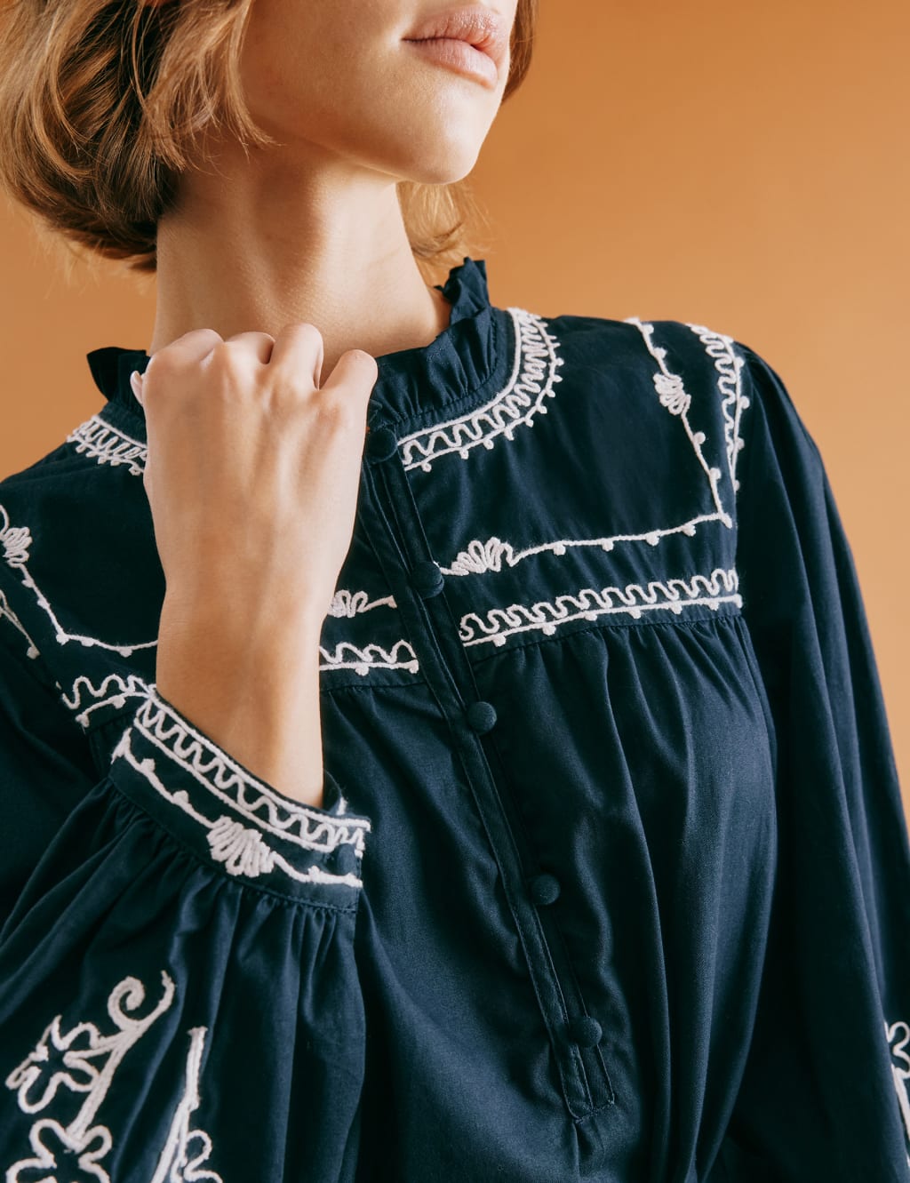 Pure Cotton Embroidered Midi Smock Dress 4 of 6