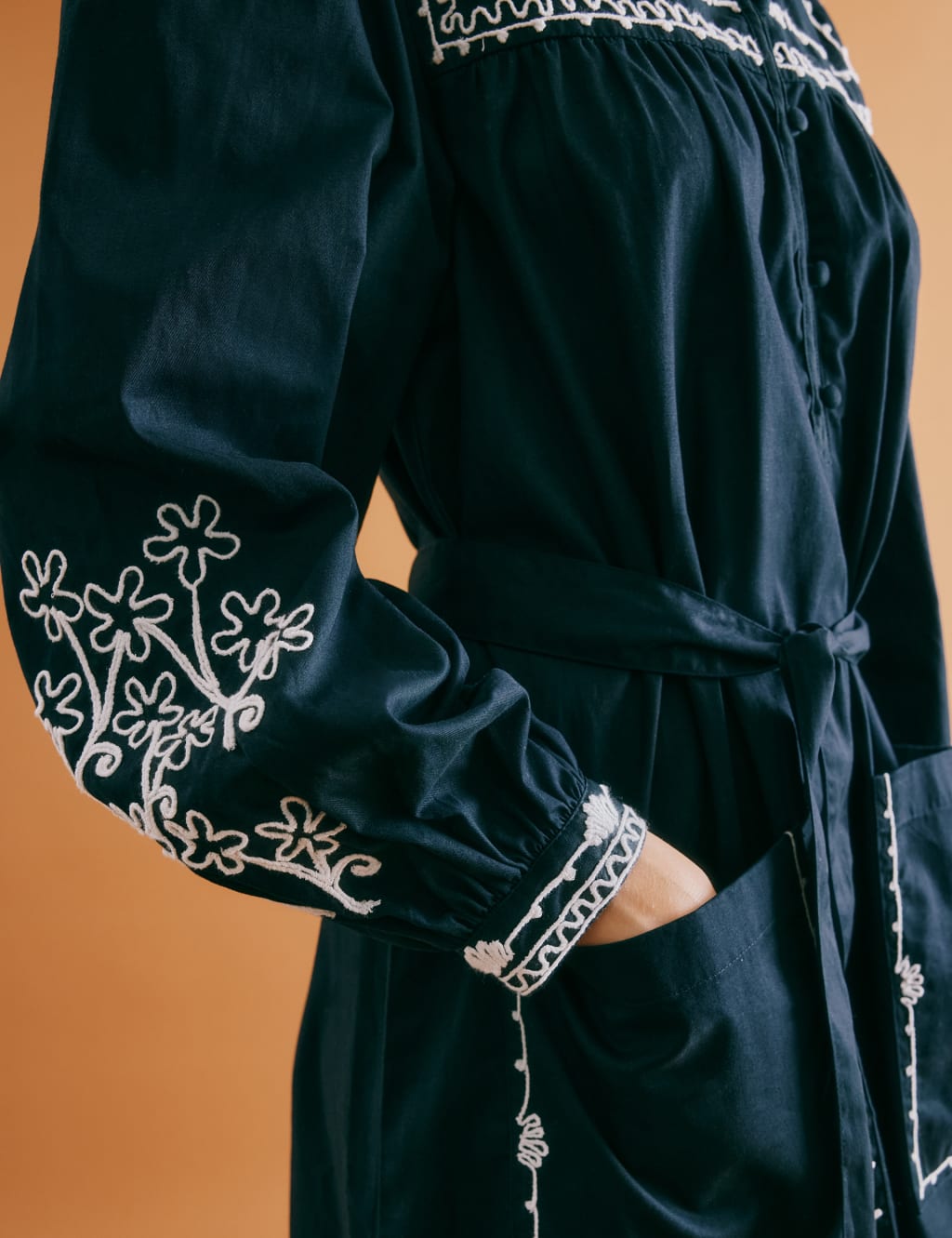 Pure Cotton Embroidered Midi Smock Dress 6 of 6