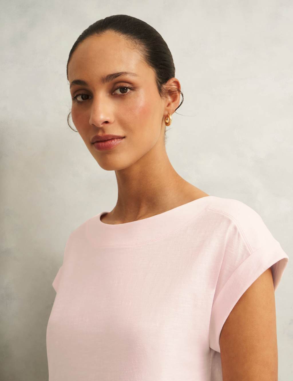 Pure Cotton Slash Neck T-Shirt 4 of 6