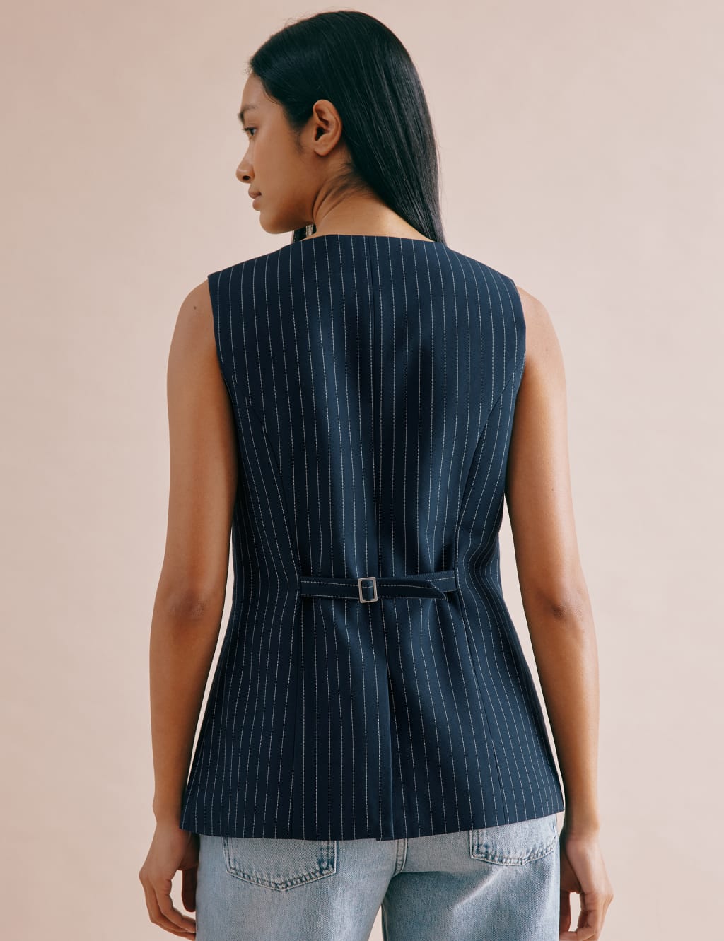 Pinstripe Collarless Waistcoat 4 of 8