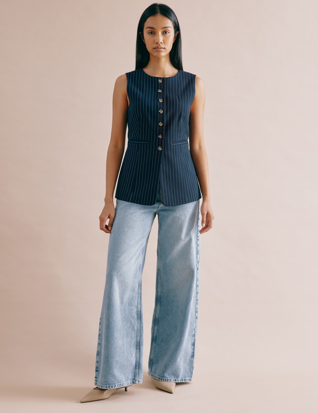 Pinstripe Collarless Waistcoat 5 of 8