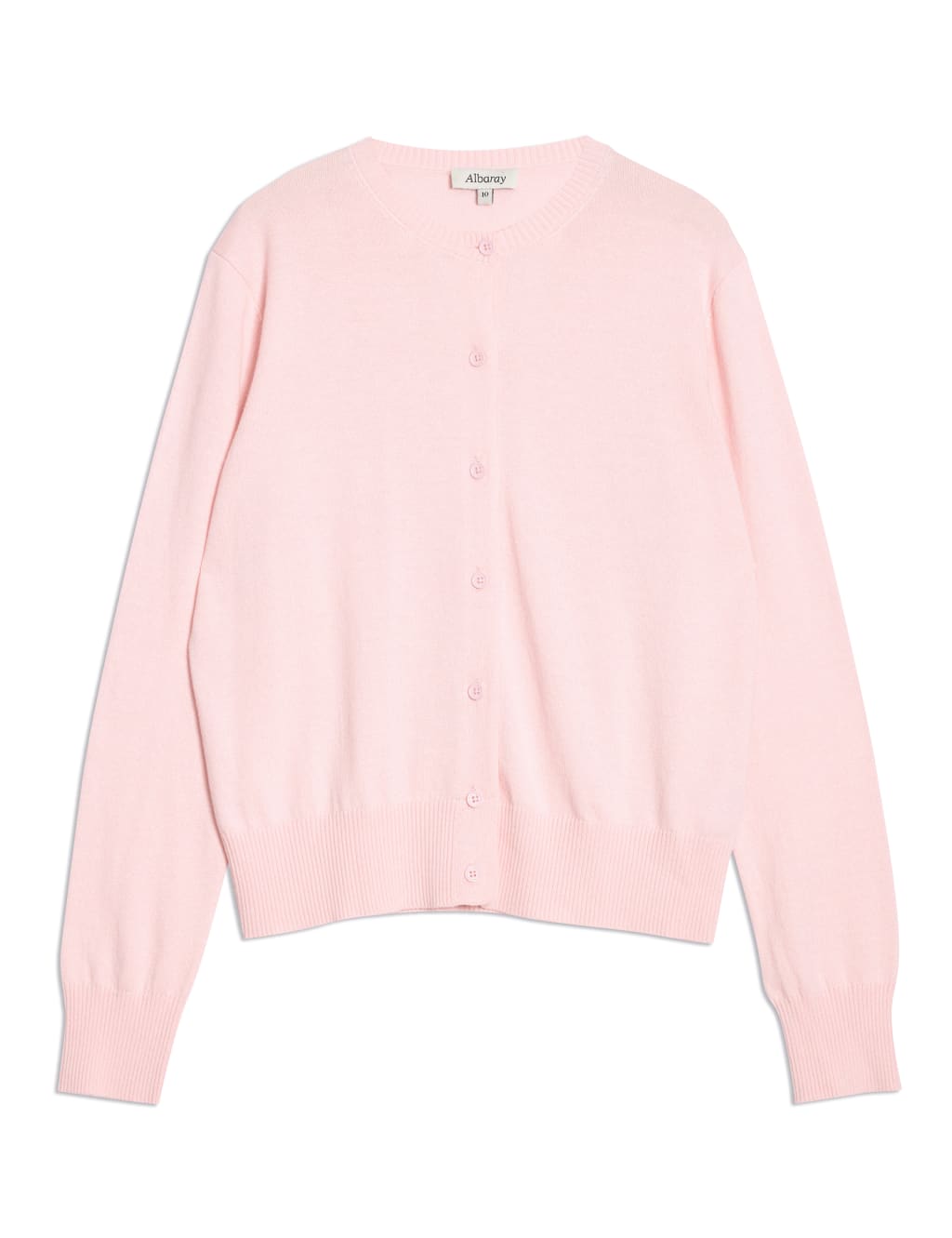 Cotton Blend Crew Neck Cardigan with Wool 2 of 5