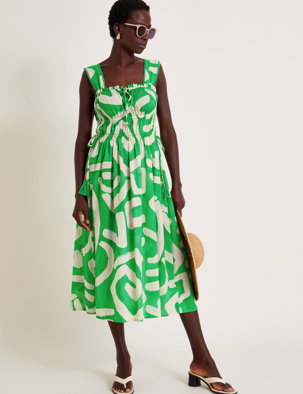 Printed Square Neck Midi Smock Dress Monsoon M S