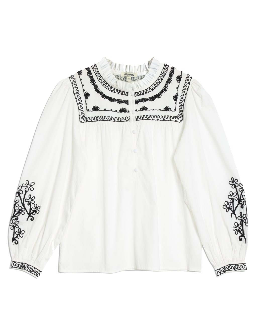 Pure Cotton Embroidered Crew Neck Blouse 2 of 5