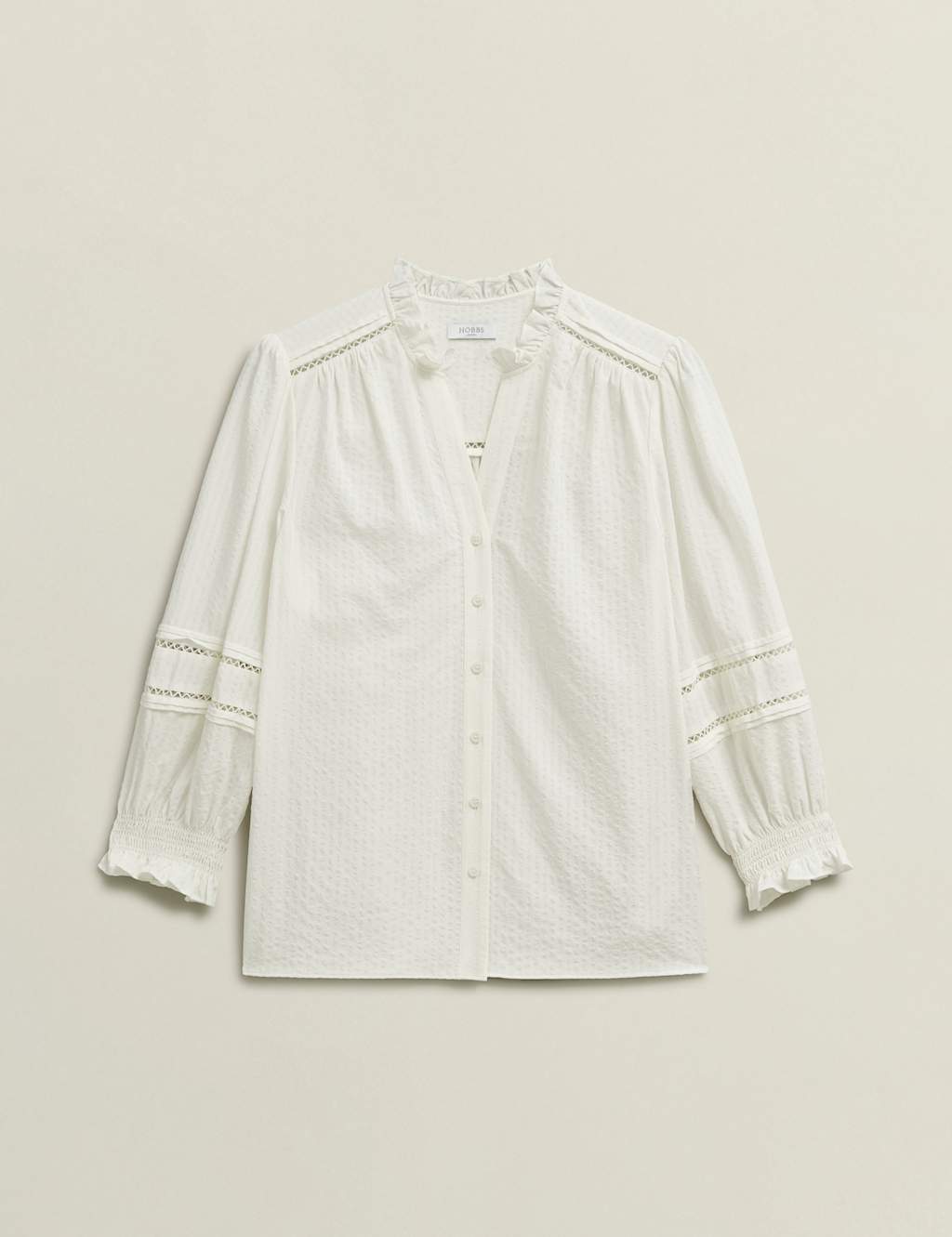Cotton Blend Frill Detail Broderie Blouse 2 of 8