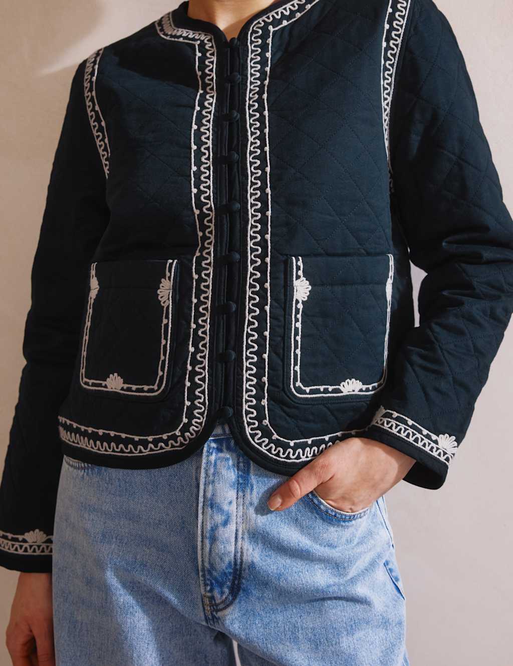 Pure Cotton Embroidered Cropped Jacket 5 of 5