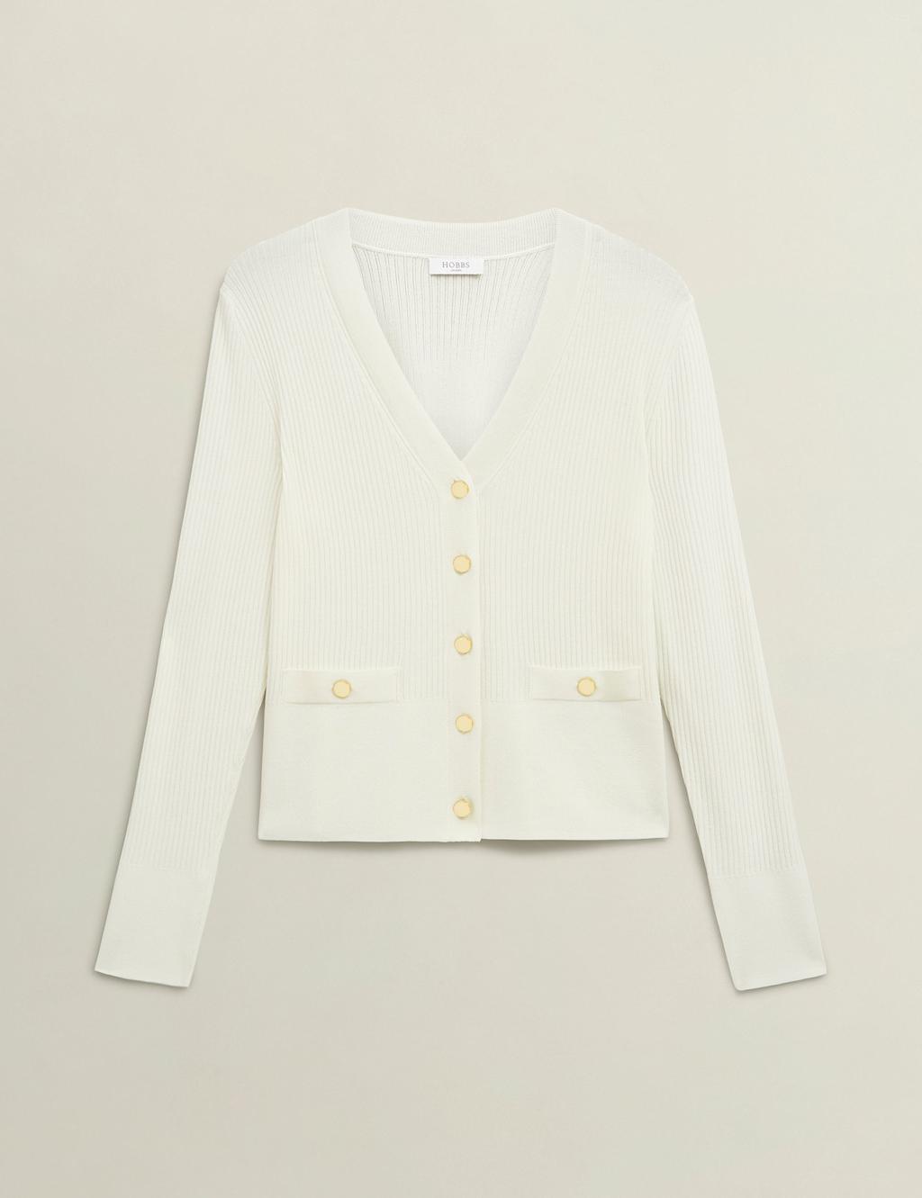 Ribbed V-Neck Cardigan 2 of 9
