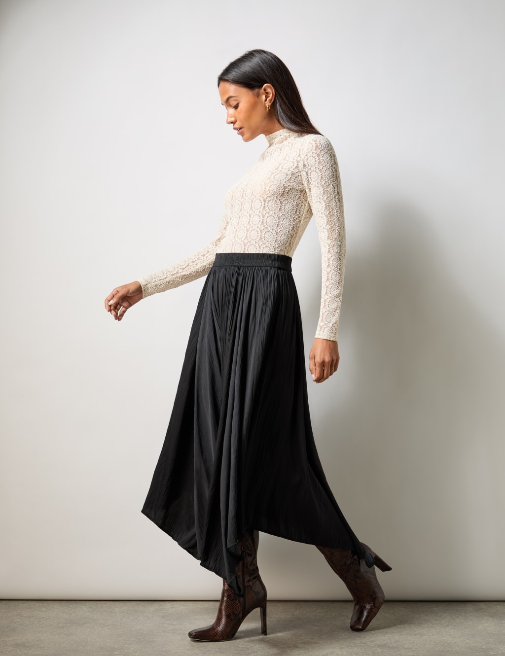 Plisse Midi A Line Skirt RO ZO M S