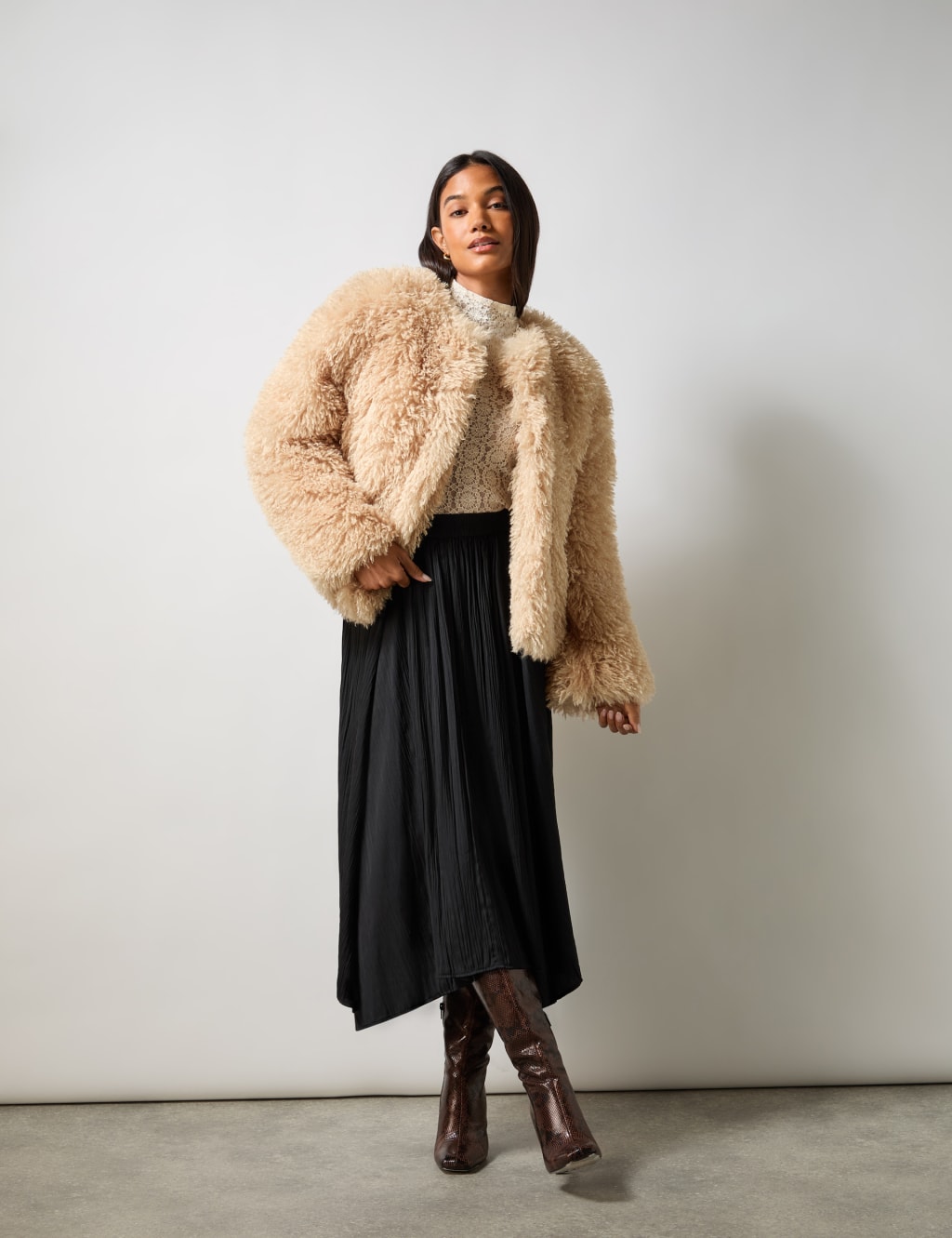 Plisse Midi A Line Skirt RO ZO M S