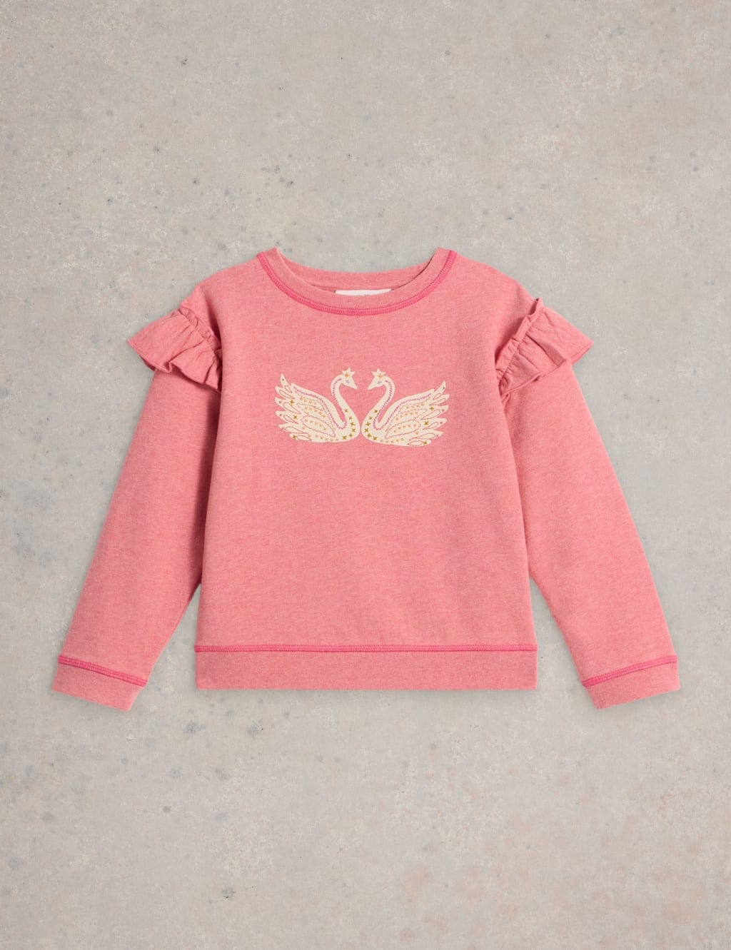 Pure Cotton Crew Neck Swans Sweatshirt 3 10 Yrs White Stuff M S