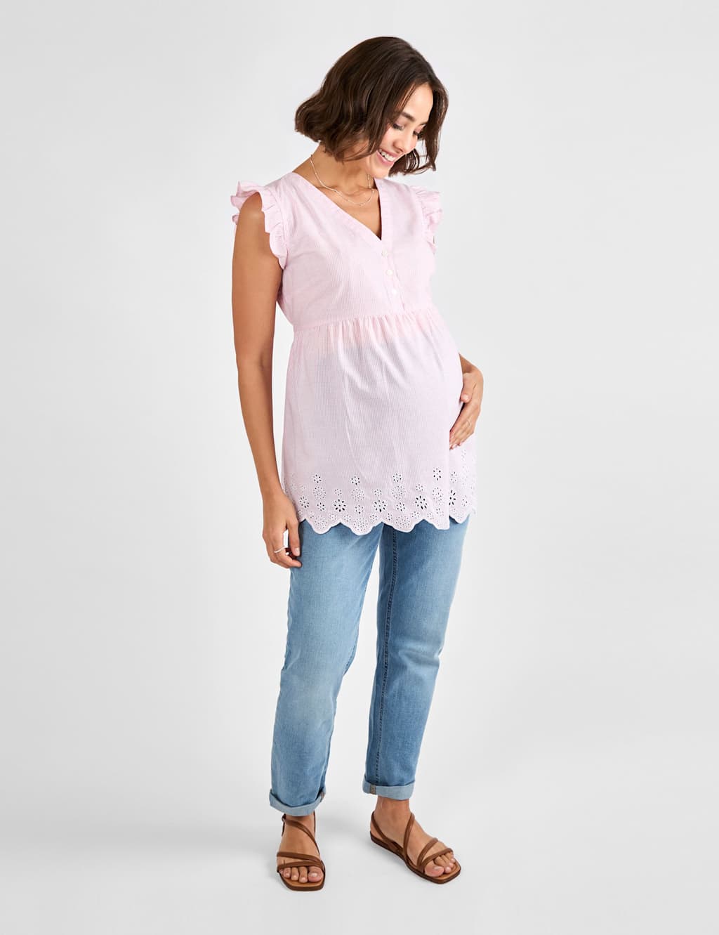 Maternity Pure Cotton Striped V-Neck Top 2 of 4