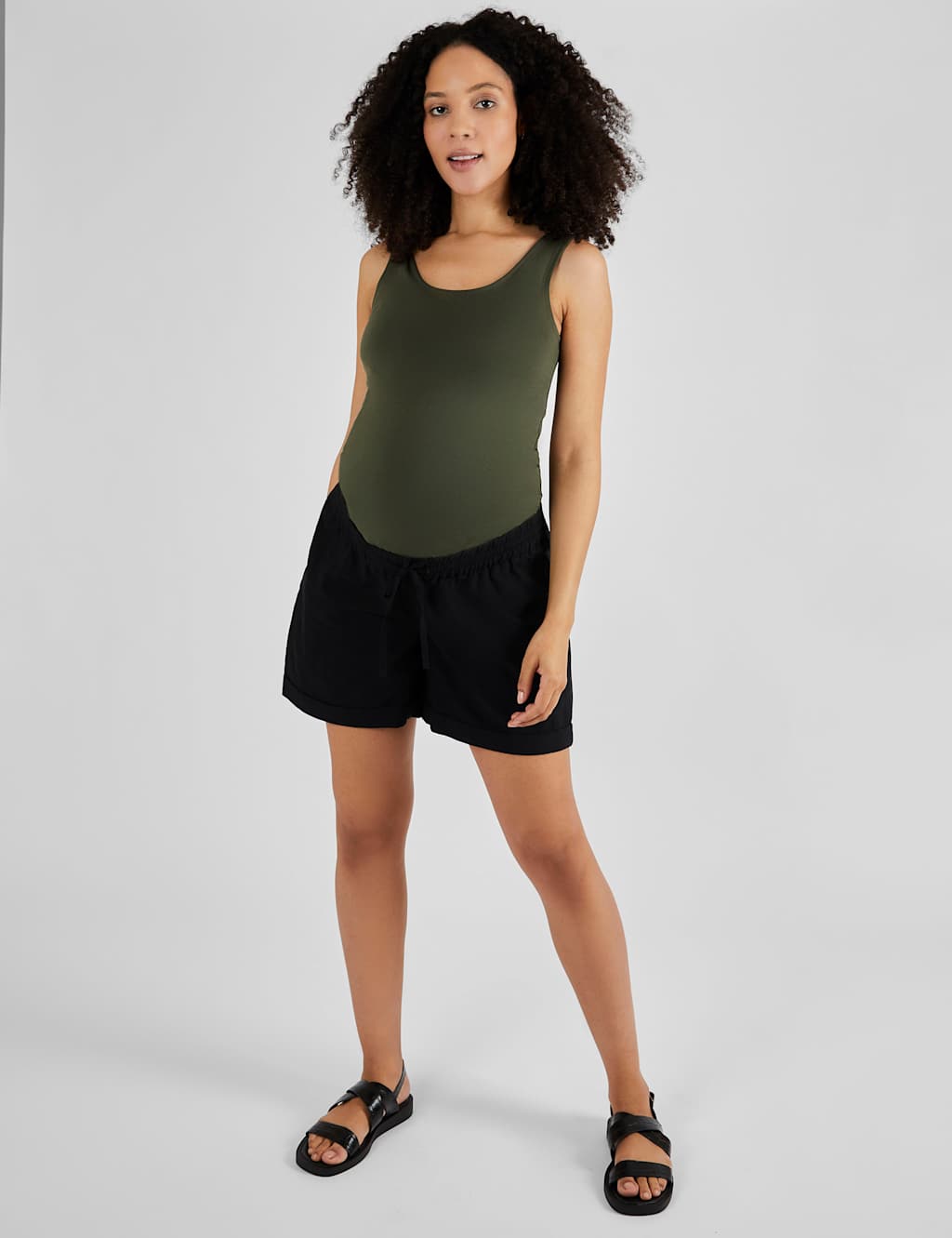 Maternity Cotton Rich Shorts with Linen 2 of 4