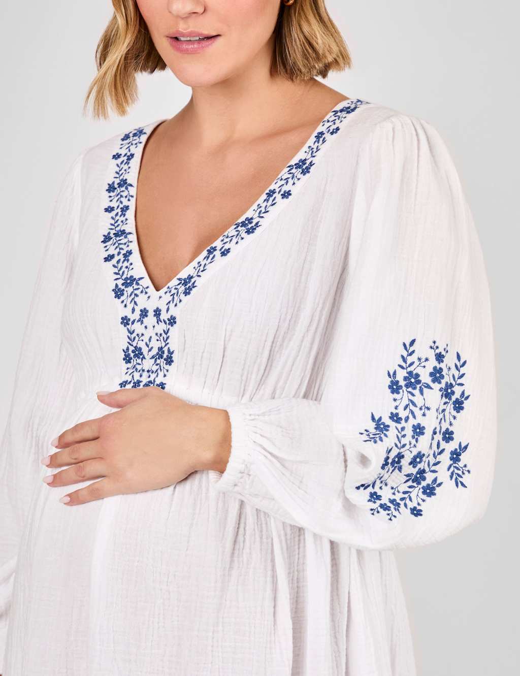 Maternity Pure Cotton Embroidered Mini Dress 3 of 4