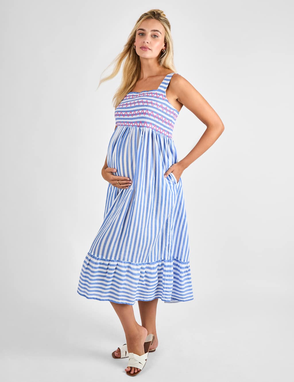 Maternity Pure Cotton Striped Midi Smock Dress 4 of 4