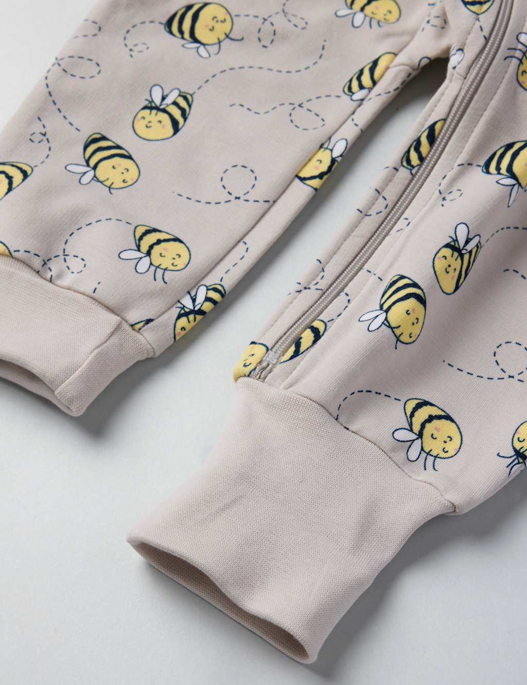 Cotton Rich Bee Print Hooded Zip All In One (1-12 Mths) 2 of 3
