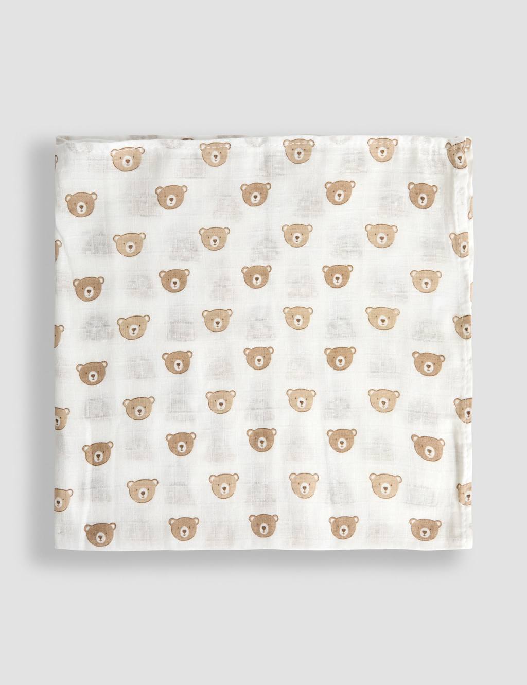 5pk Pure Cotton Bear Embroidered Muslins 4 of 4