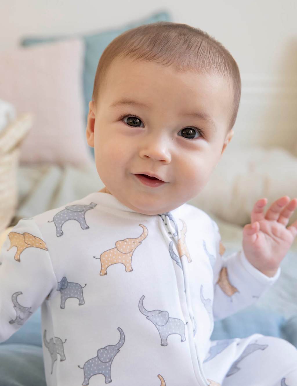Pure Cotton Elephant Print Sleepsuit (0-18 Mths) 3 of 5