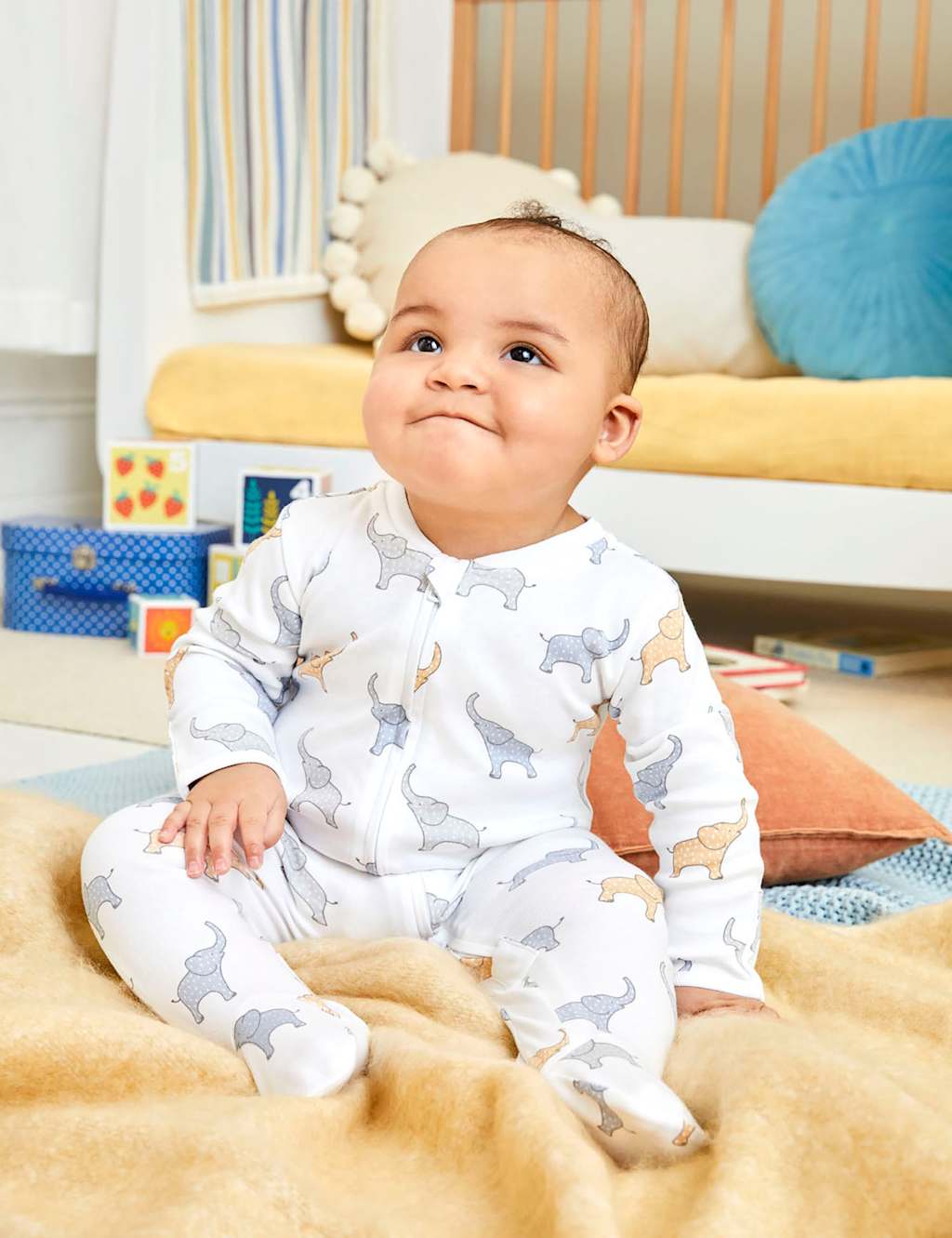 Pure Cotton Elephant Print Sleepsuit (0-18 Mths) 4 of 5