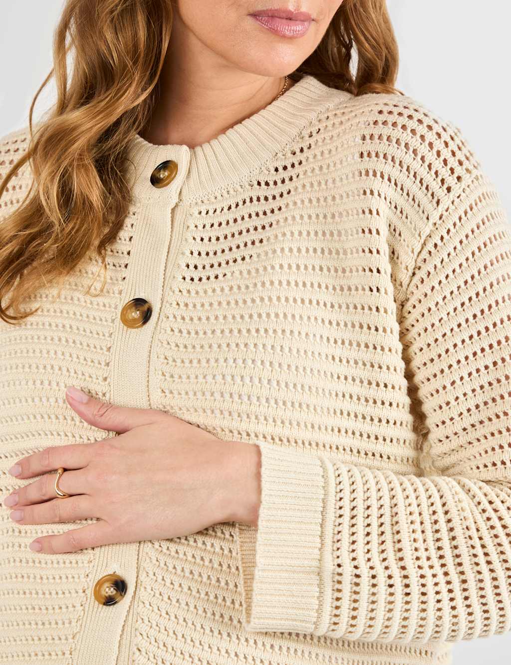 Maternity Cotton Blend Pointelle Cardigan 3 of 4