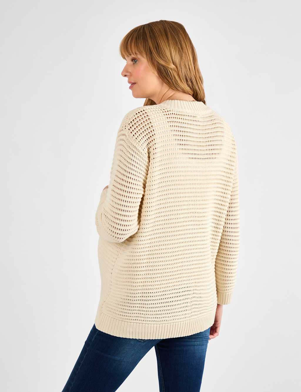 Maternity Cotton Blend Pointelle Cardigan 4 of 4