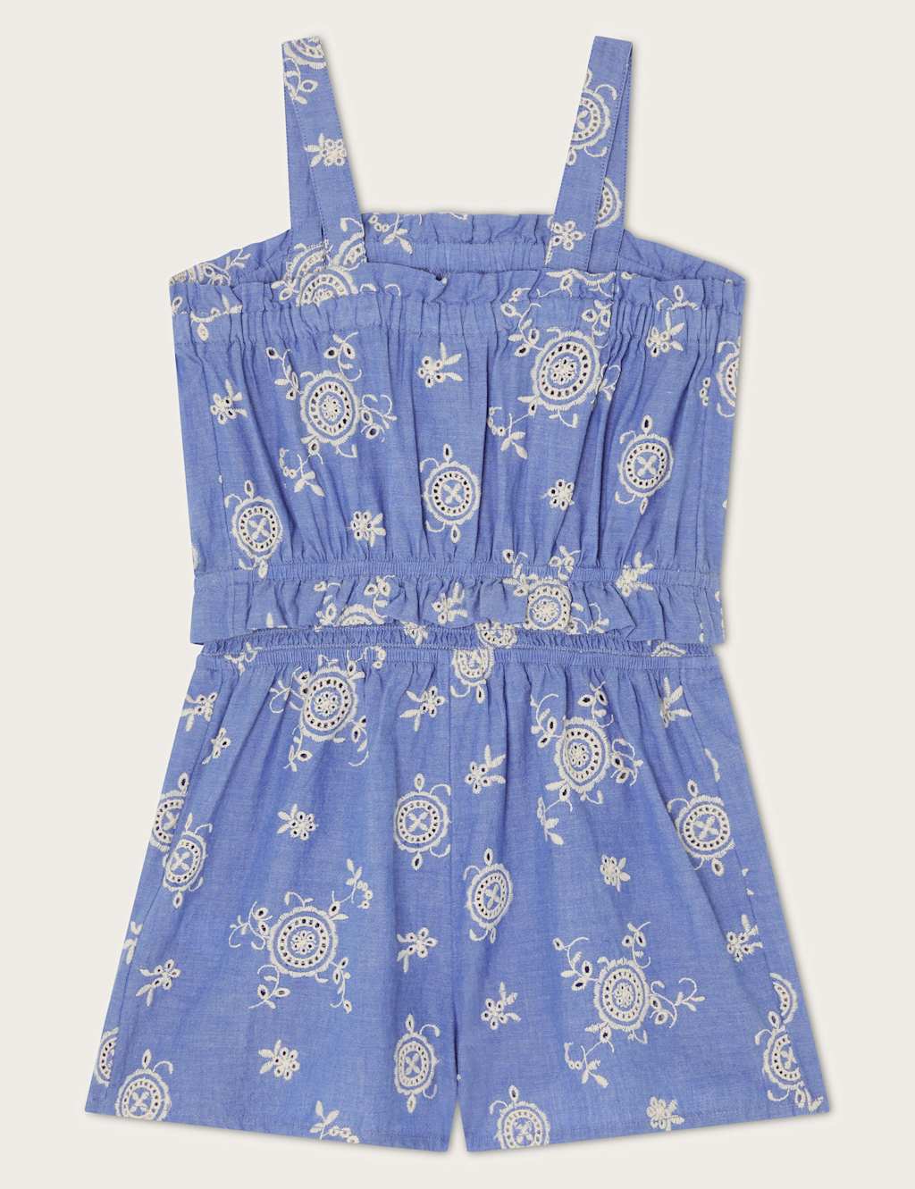 Pure Cotton Broderie Playsuit (2-13 Yrs) 2 of 3