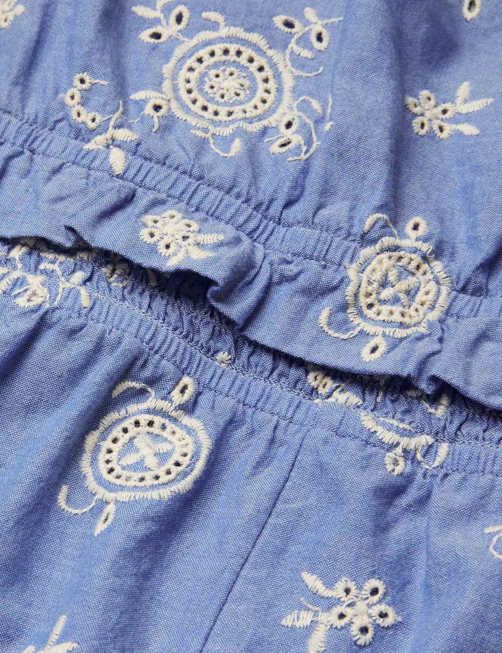 Pure Cotton Broderie Playsuit (2-13 Yrs) 3 of 3