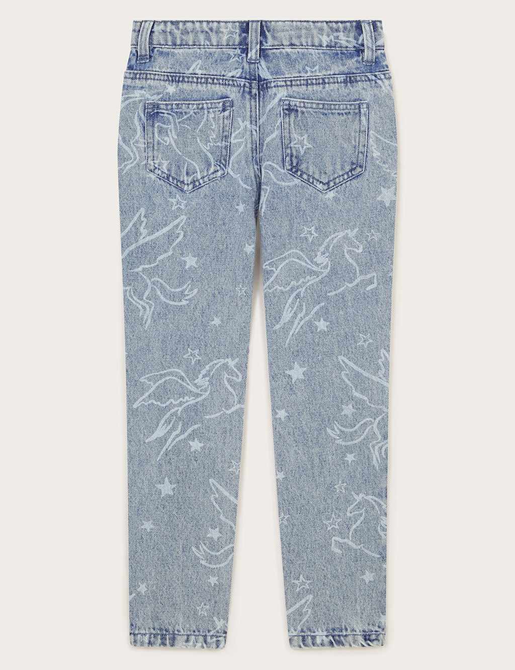 Pure Cotton Rhinestone Unicorn Straight Jeans (3-13 Yrs) 2 of 4