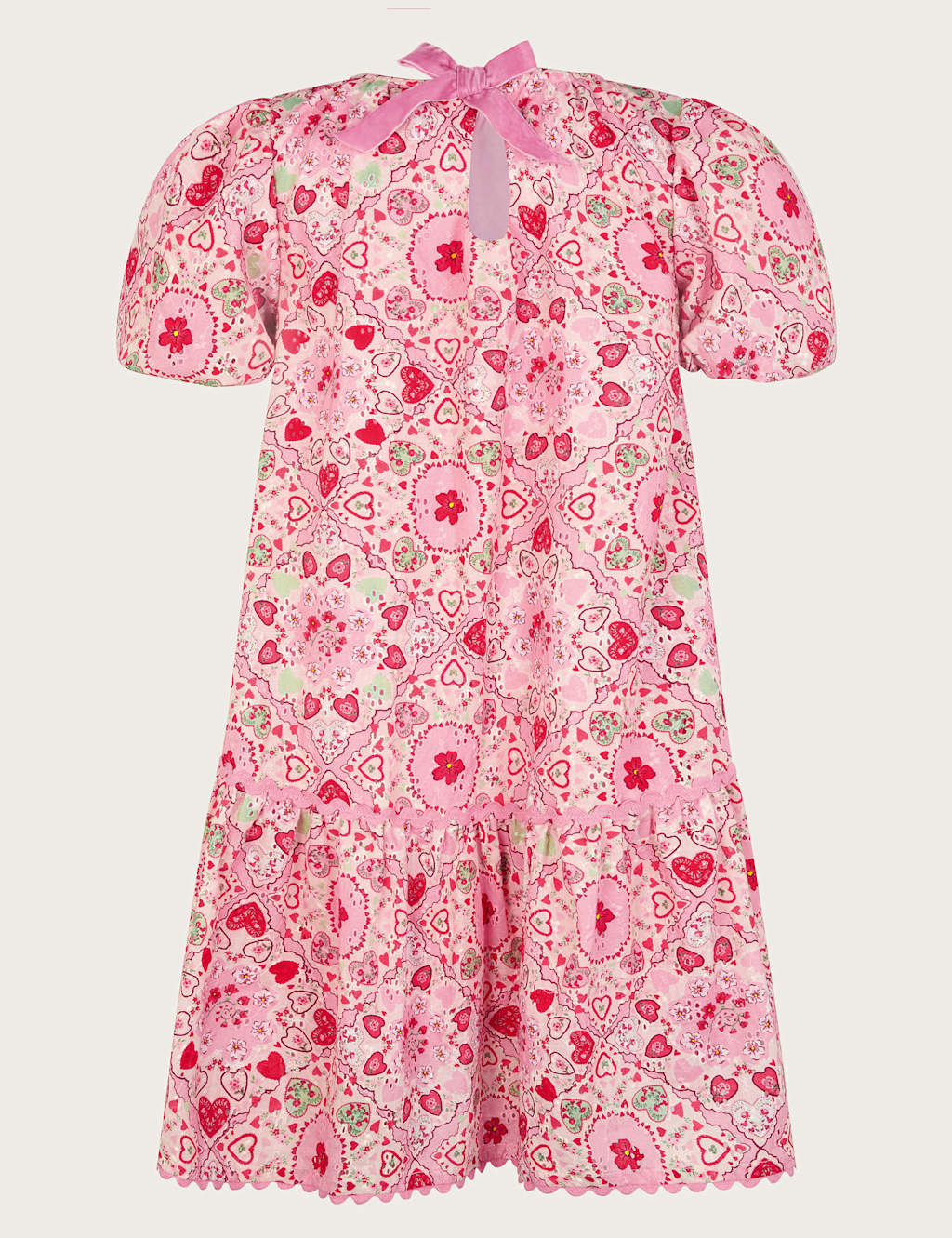 Pure Cotton Heart Print Tiered Dress (3-13 Yrs) 2 of 3