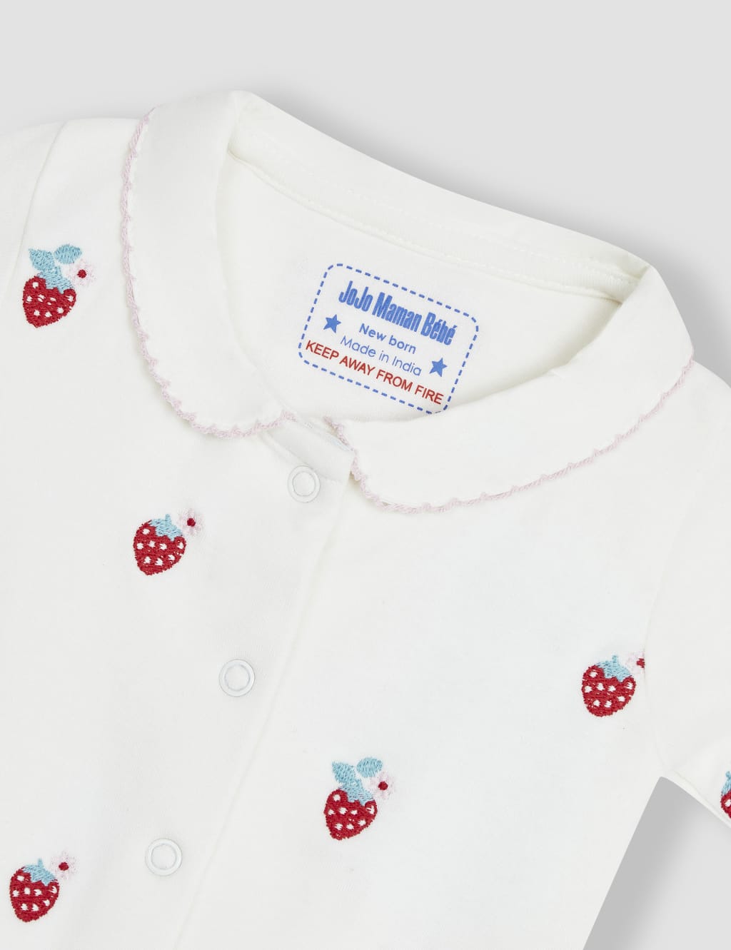 Pure Cotton Strawberry Sleepsuit (7lbs-1 Yrs) 3 of 3