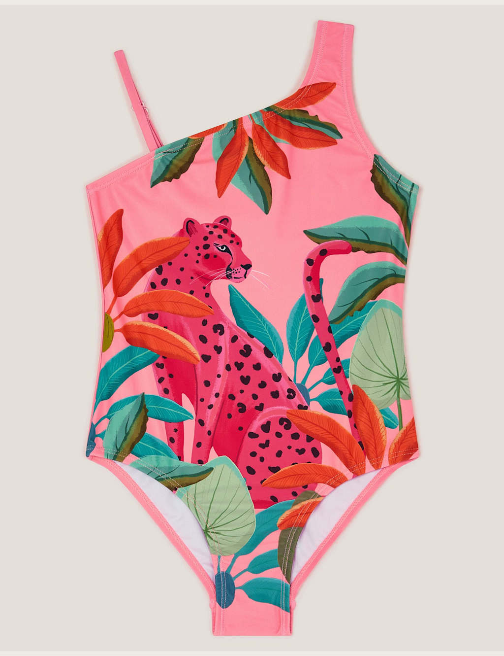Leopard Print One Shoulder Swimsuit 1 of 3