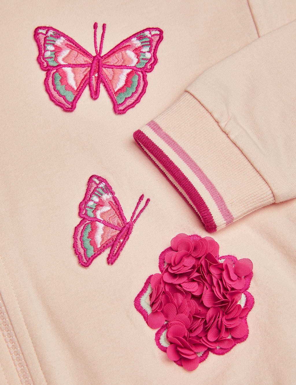 Pure Cotton Butterfly Applique Zip Hoodie (3-13 Yrs) 3 of 3