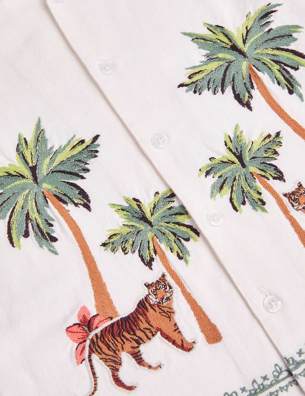 Cotton Blend Tiger Embroidered Shirt (2-13 Yrs) 2 of 3
