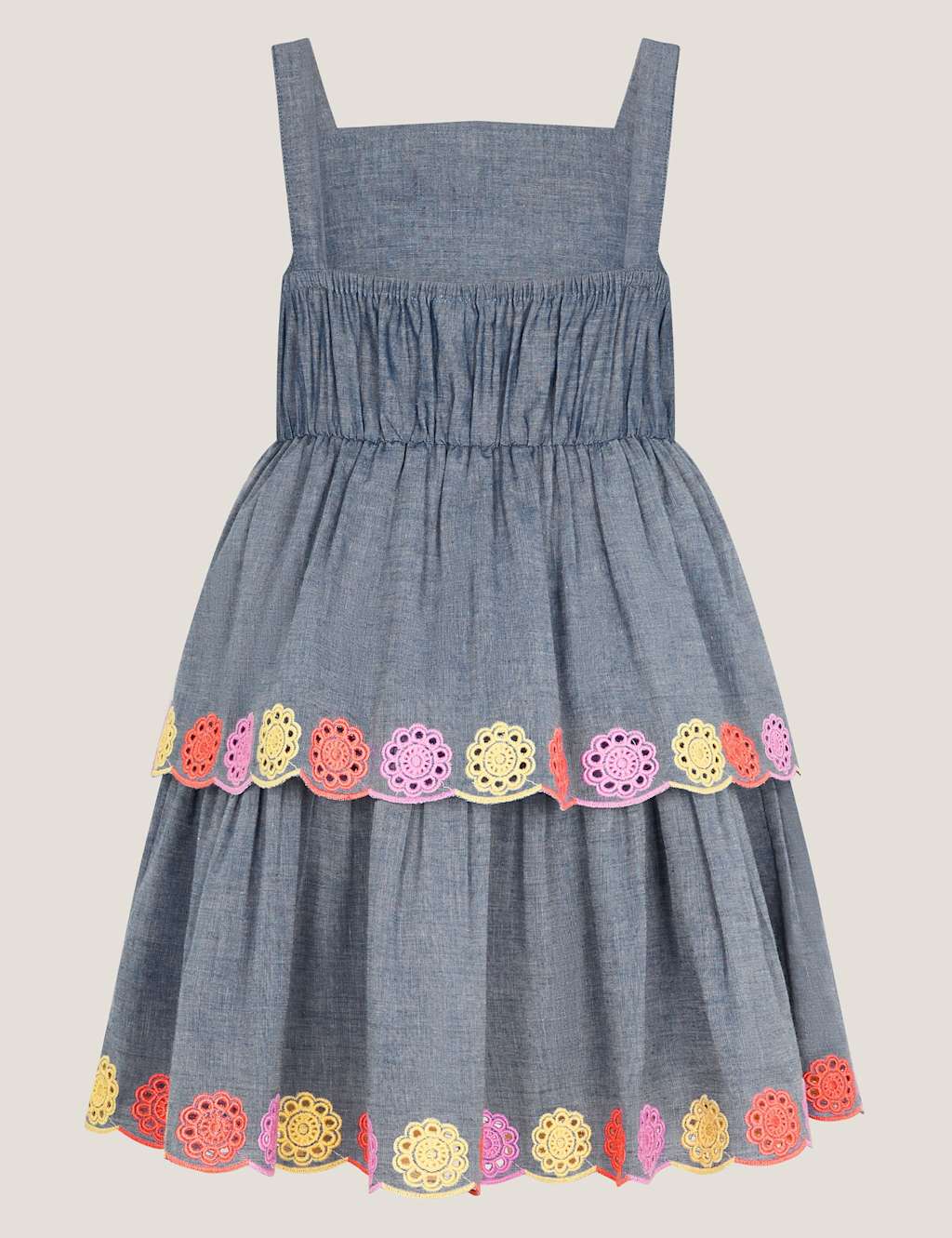 Pure Cotton Floral Broderie Tiered Dress (3-13 Yrs) 3 of 3