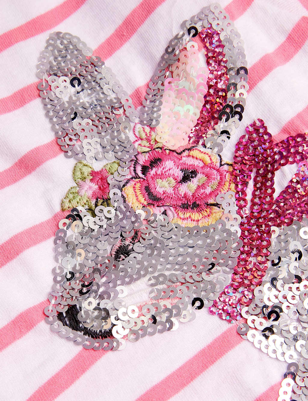 Pure Cotton Striped Sequin Bunny Top (3-13 Yrs) 2 of 3