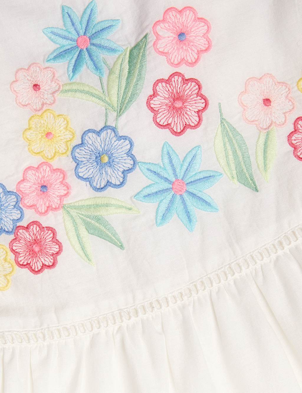 Pure Cotton Floral Embroidered Dress (3-15 Yrs) 3 of 3