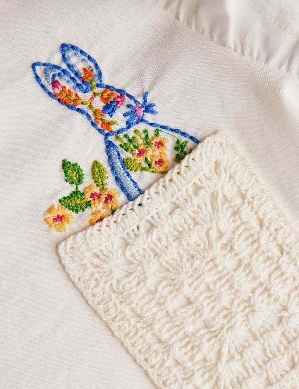 Pure Cotton Bunny Pocket Frill T-Shirt (3-13 Yrs) 2 of 3