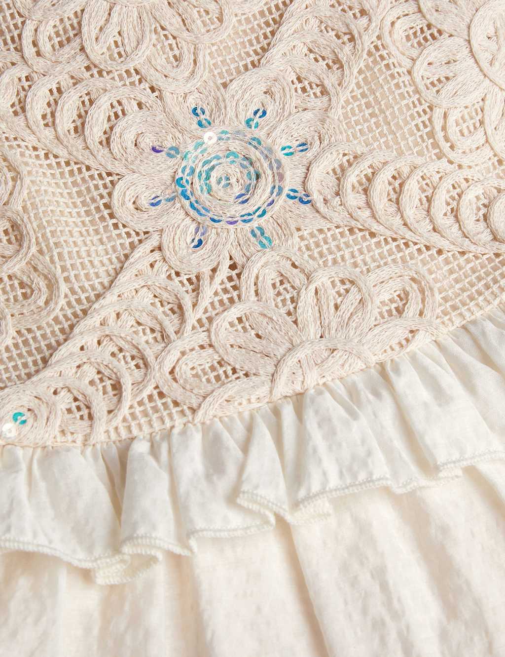 Pure Cotton Embroidered Frill Tiered Dress (3-13 Yrs) 3 of 3