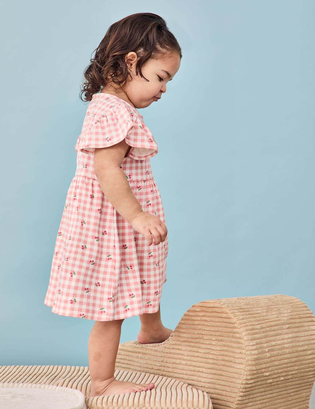 Pure Cotton Cherry Flutter Sleeve Dress (6 Mths-7 Yrs) 3 of 5