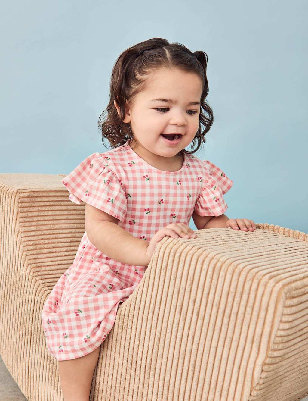 Pure Cotton Cherry Flutter Sleeve Dress (6 Mths-7 Yrs) 4 of 5
