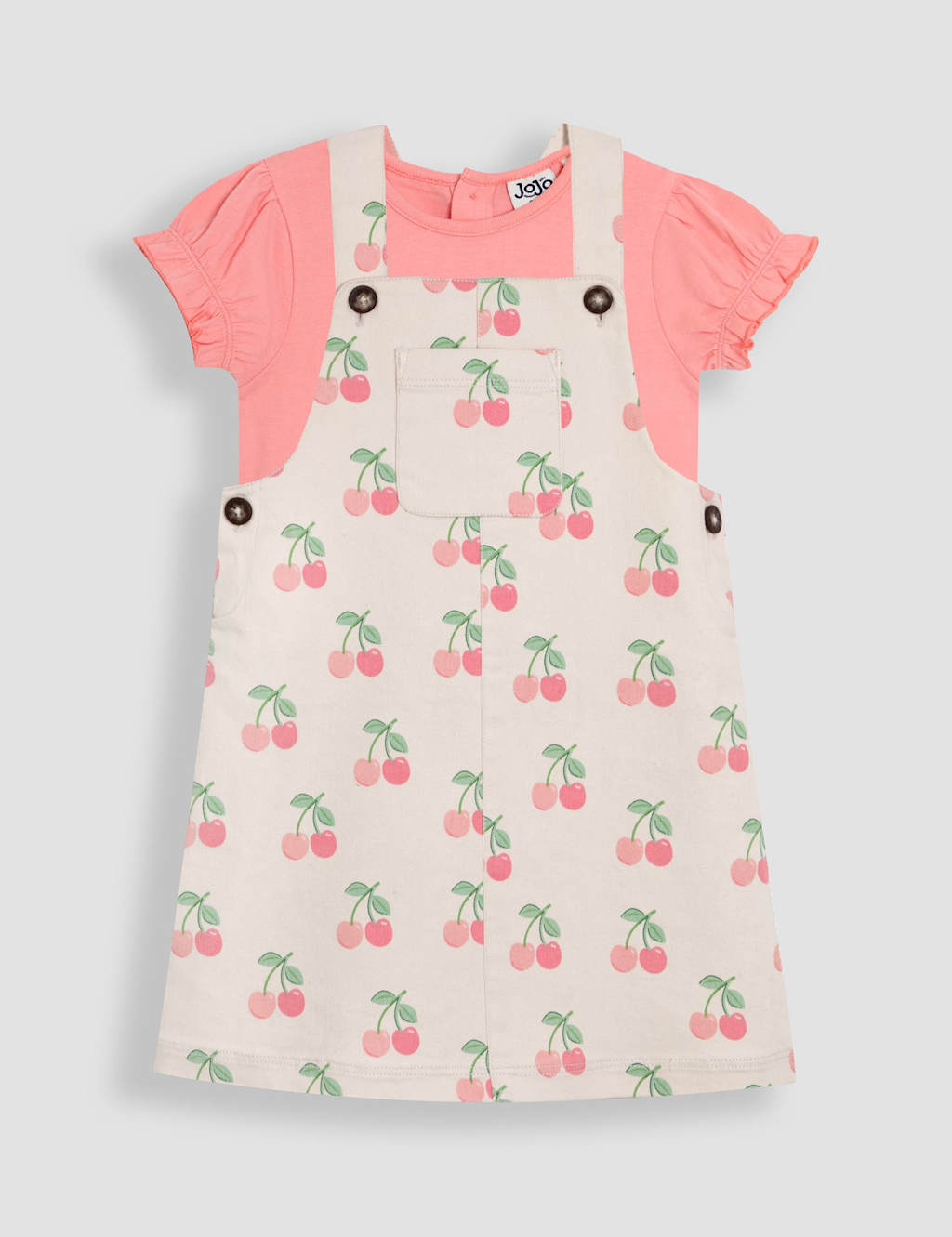 2pc Pure Cotton Cherry Dungaree Outfit (6 Mths-5 Yrs) 2 of 7