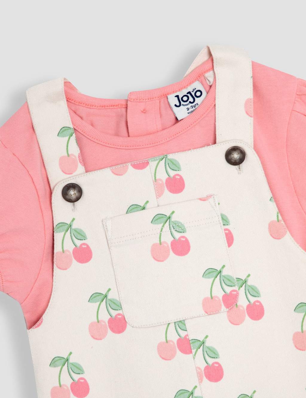 2pc Pure Cotton Cherry Dungaree Outfit (6 Mths-5 Yrs) 7 of 7